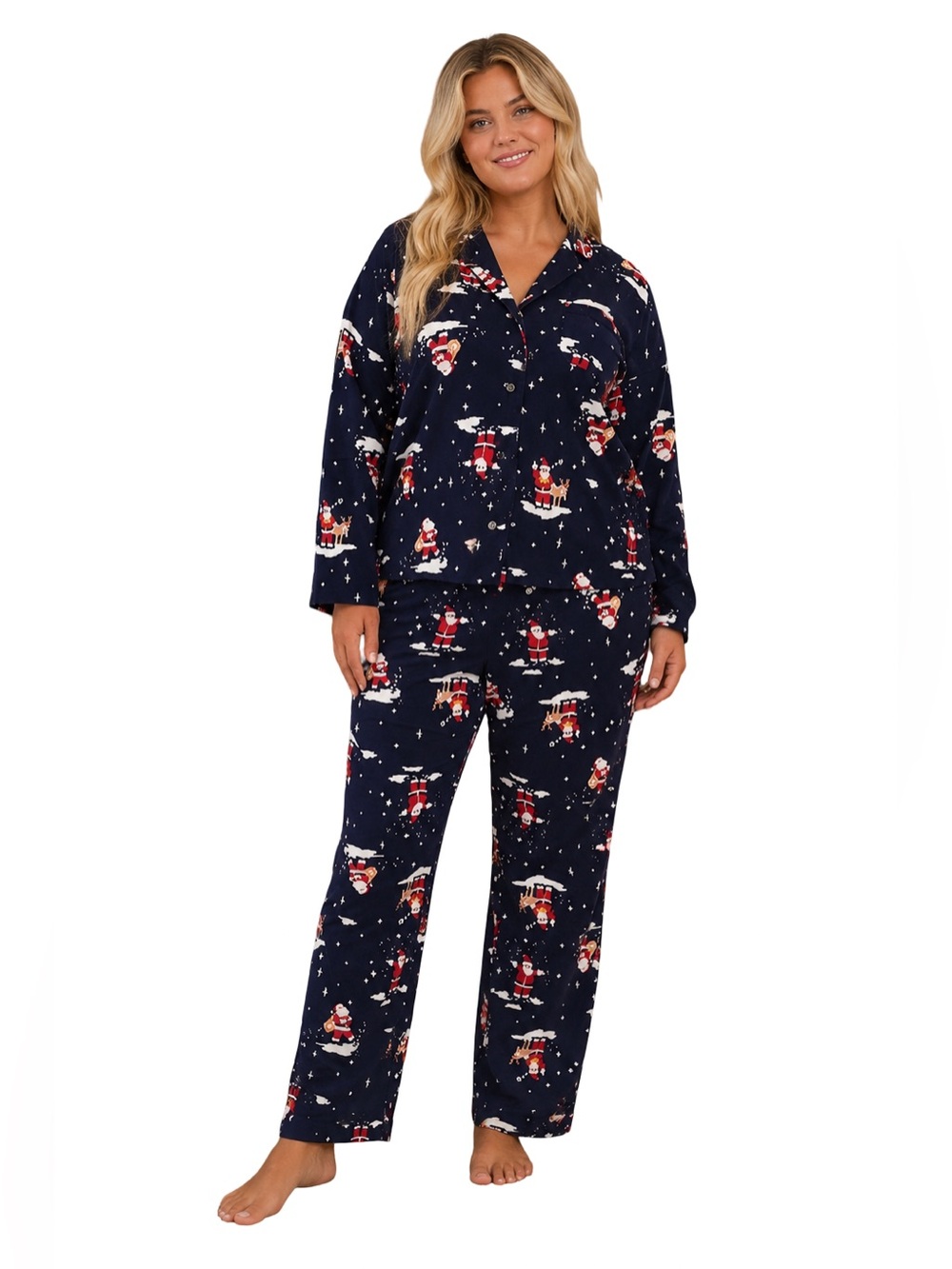 Old Navy Santa clause all over print whimsical festive flannel pajama set NWT XL